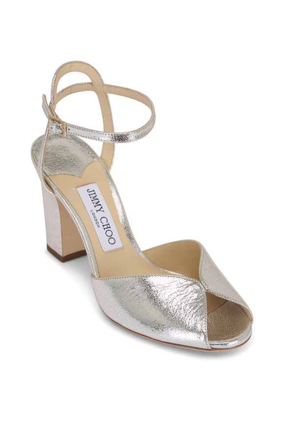 Jimmy Choo Sacaria Glitter Leather Block Heel Sandal, 85mm