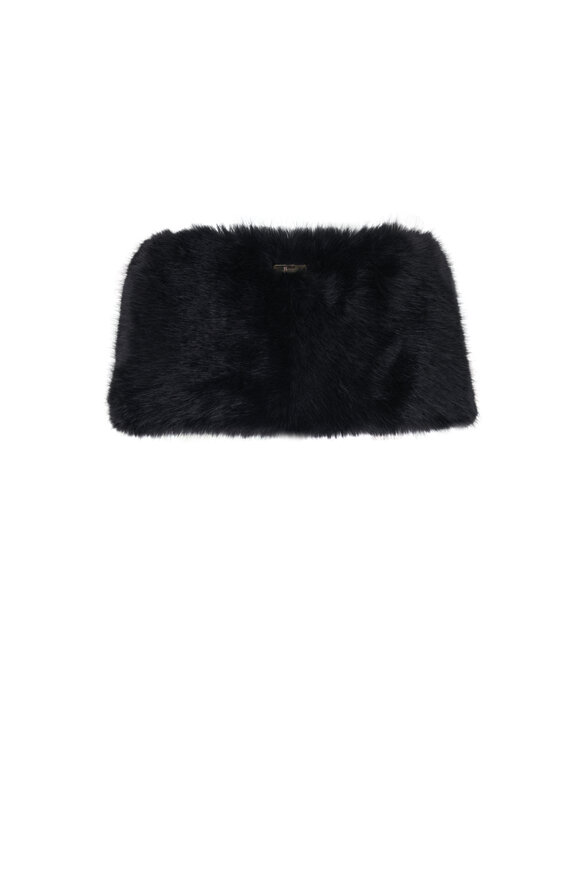 Herno Black Long Pile Faux Fur Scarf - view 2