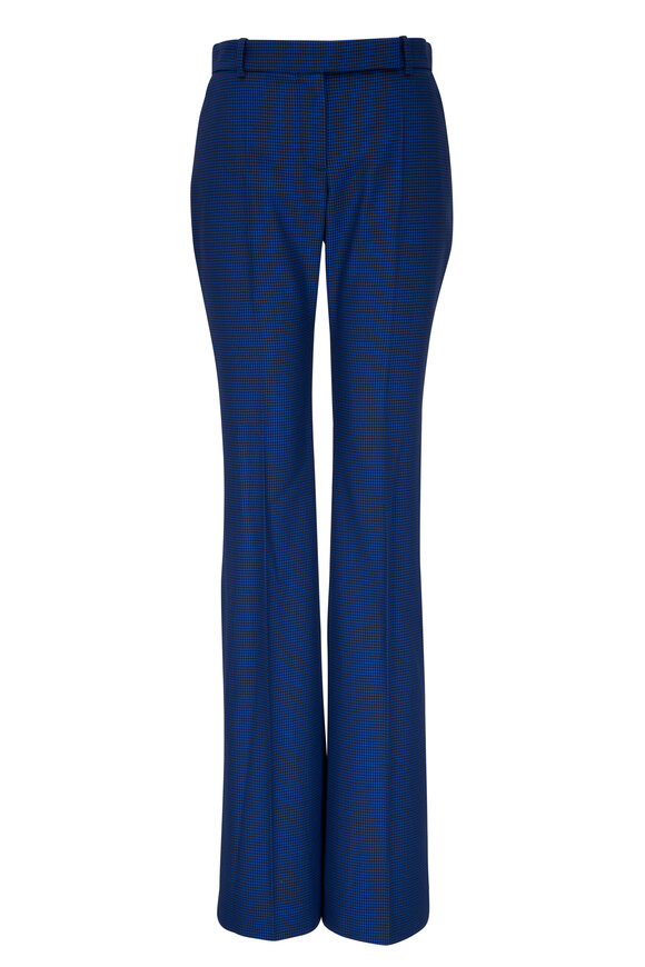 McQueen - Blue & Black Houndstooth Bootcut Pant