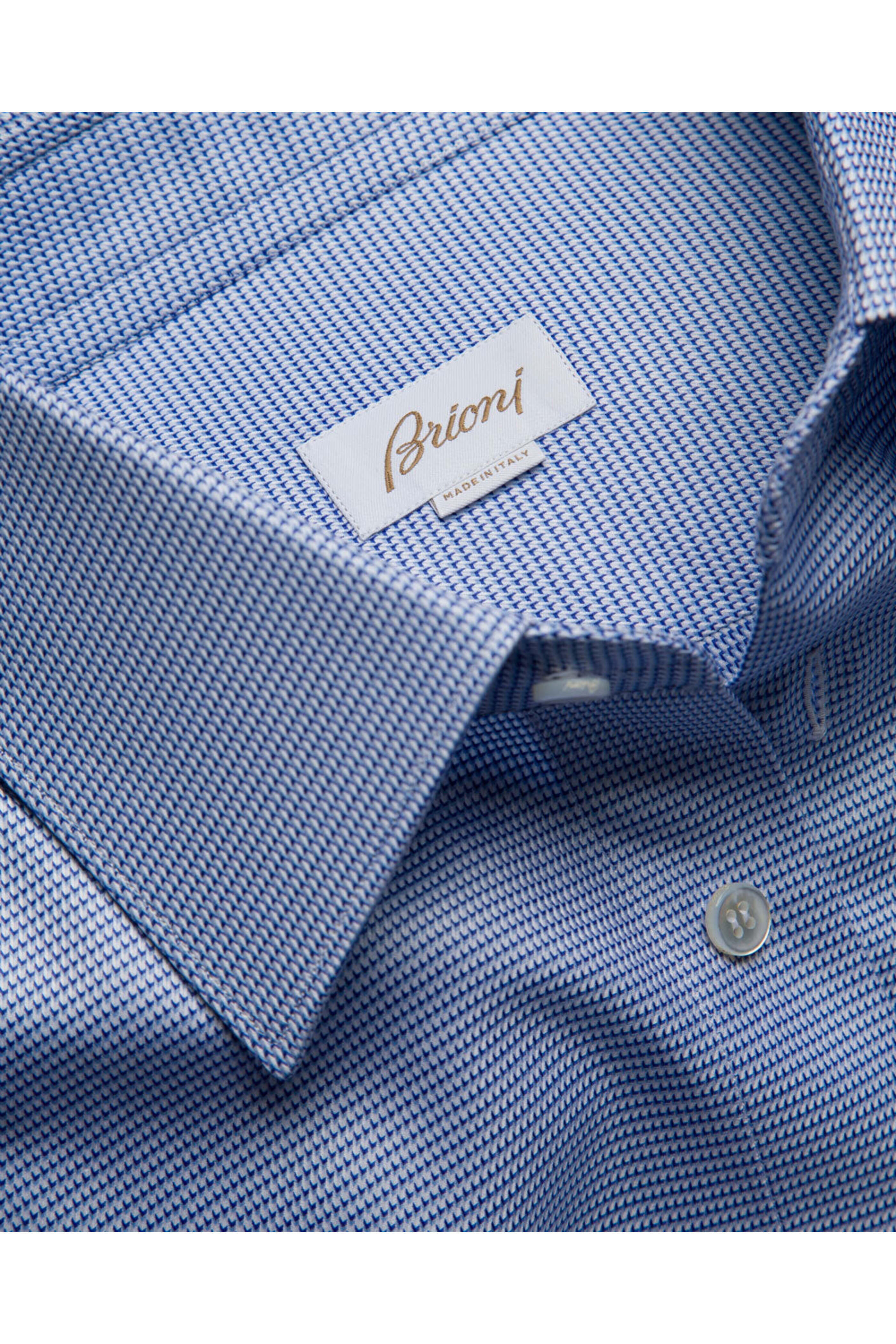 Brioni - Royal Blue Micro Pied-de-Poule Cotton Shirt