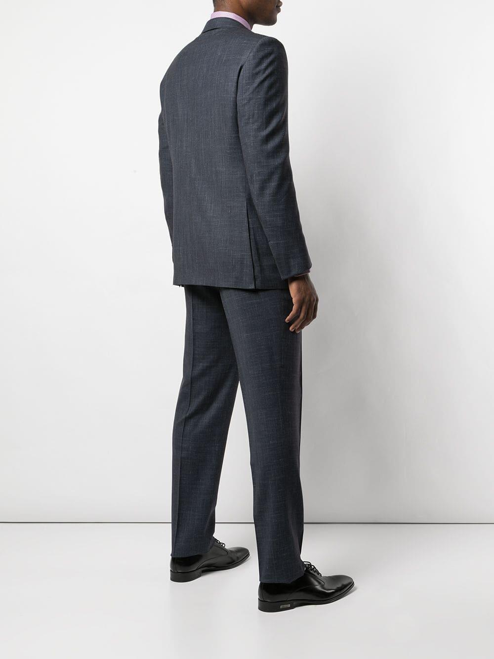 Zegna - Navy Printed Texture Suit