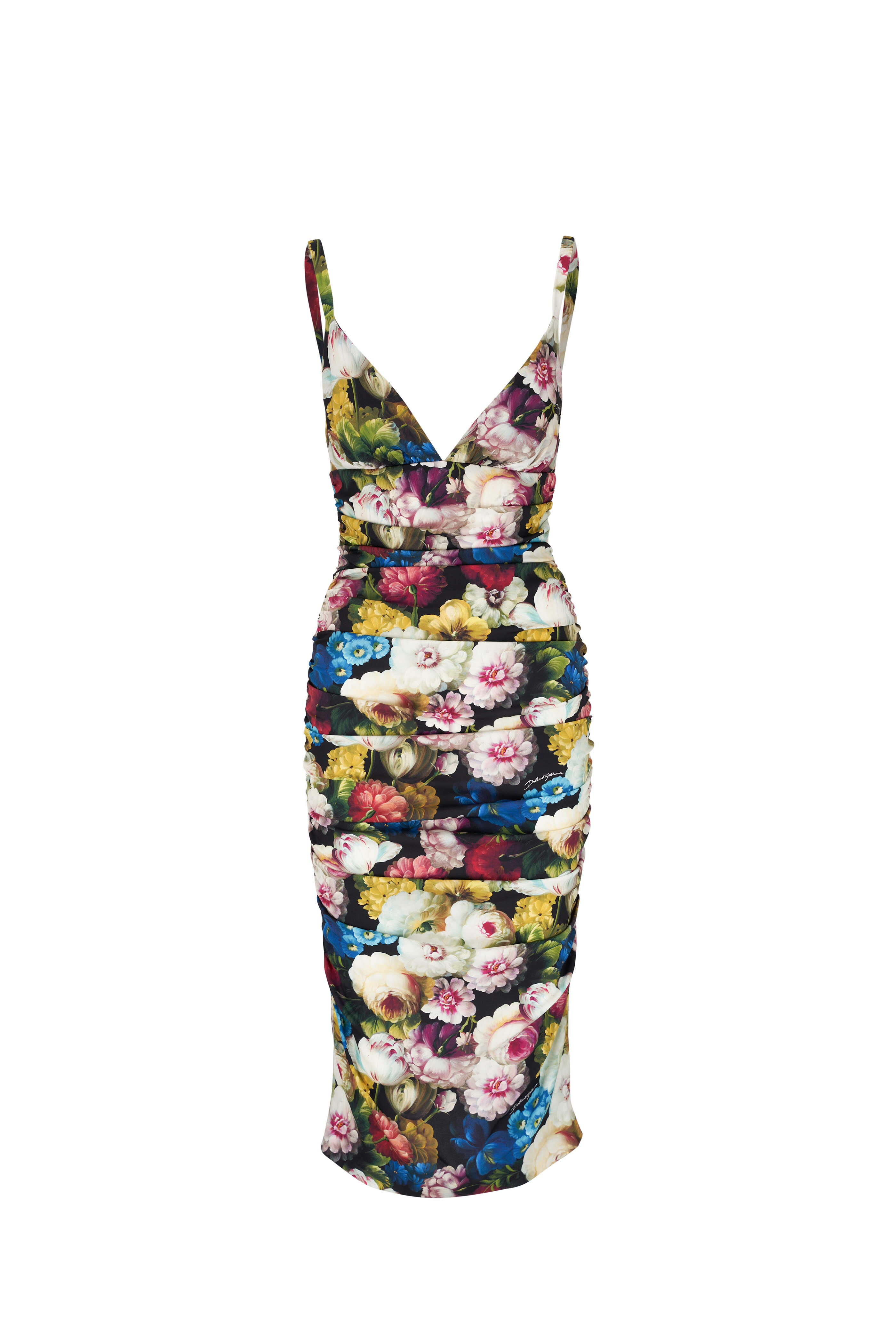 Dolce & Gabbana - Black Flower Printed Tubino Dress