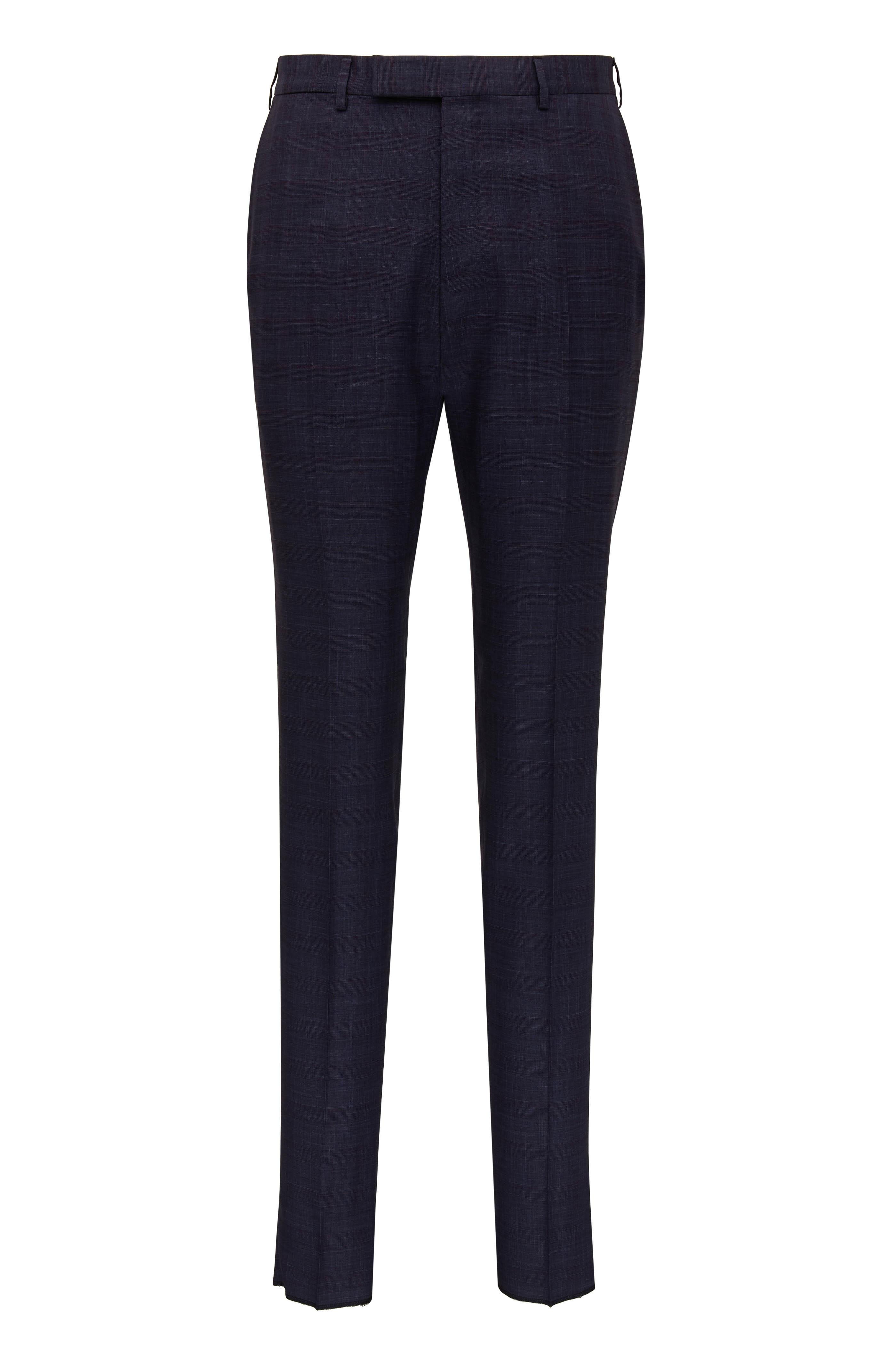 Zegna - Navy Blue Glen Plaid Wool & Silk Suit