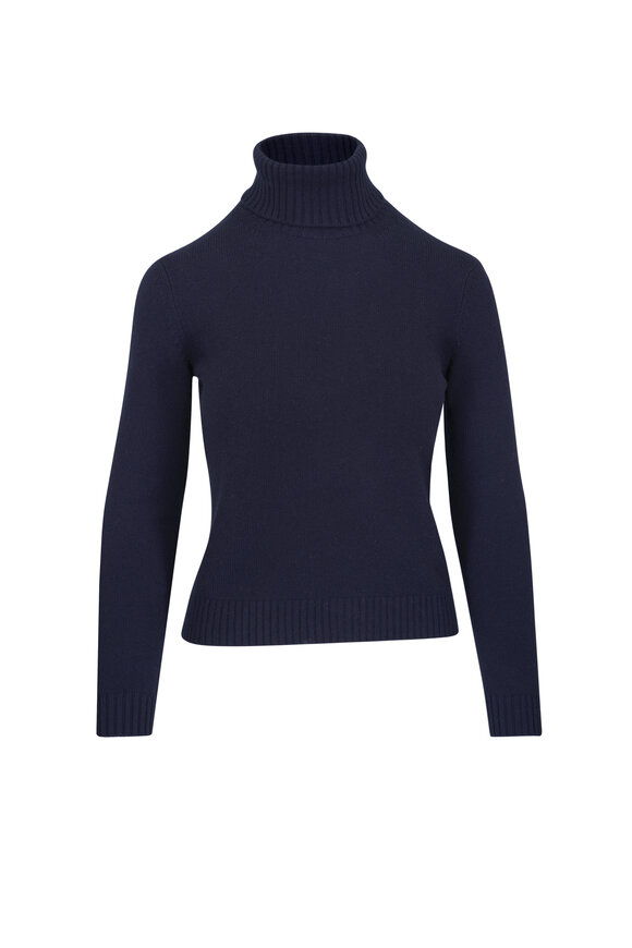 Loro Piana Parksville Navy Blue Cashmere Turtleneck