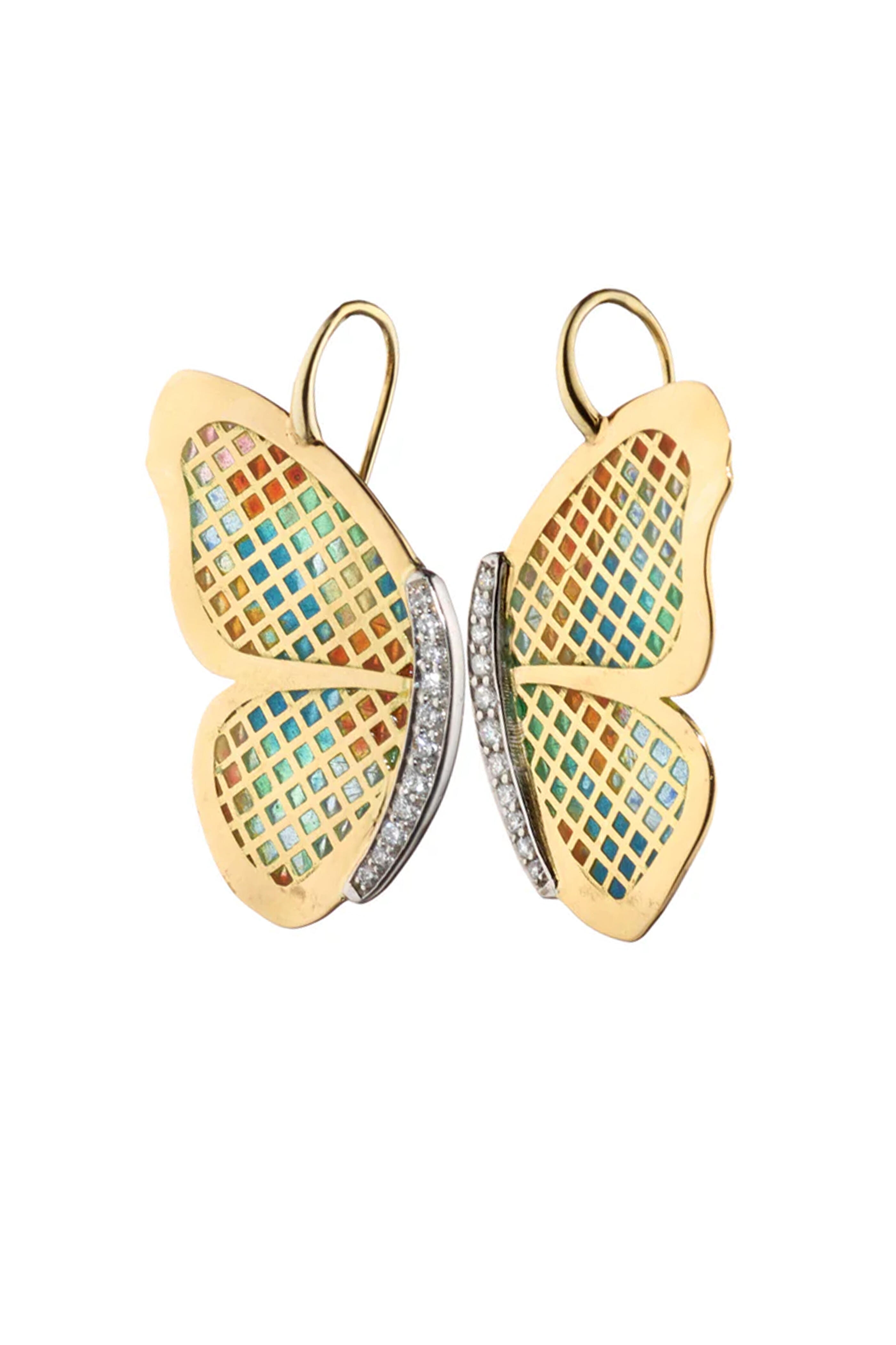 Ray Griffiths - Butterfly Plique a Jour Enamel Earrings