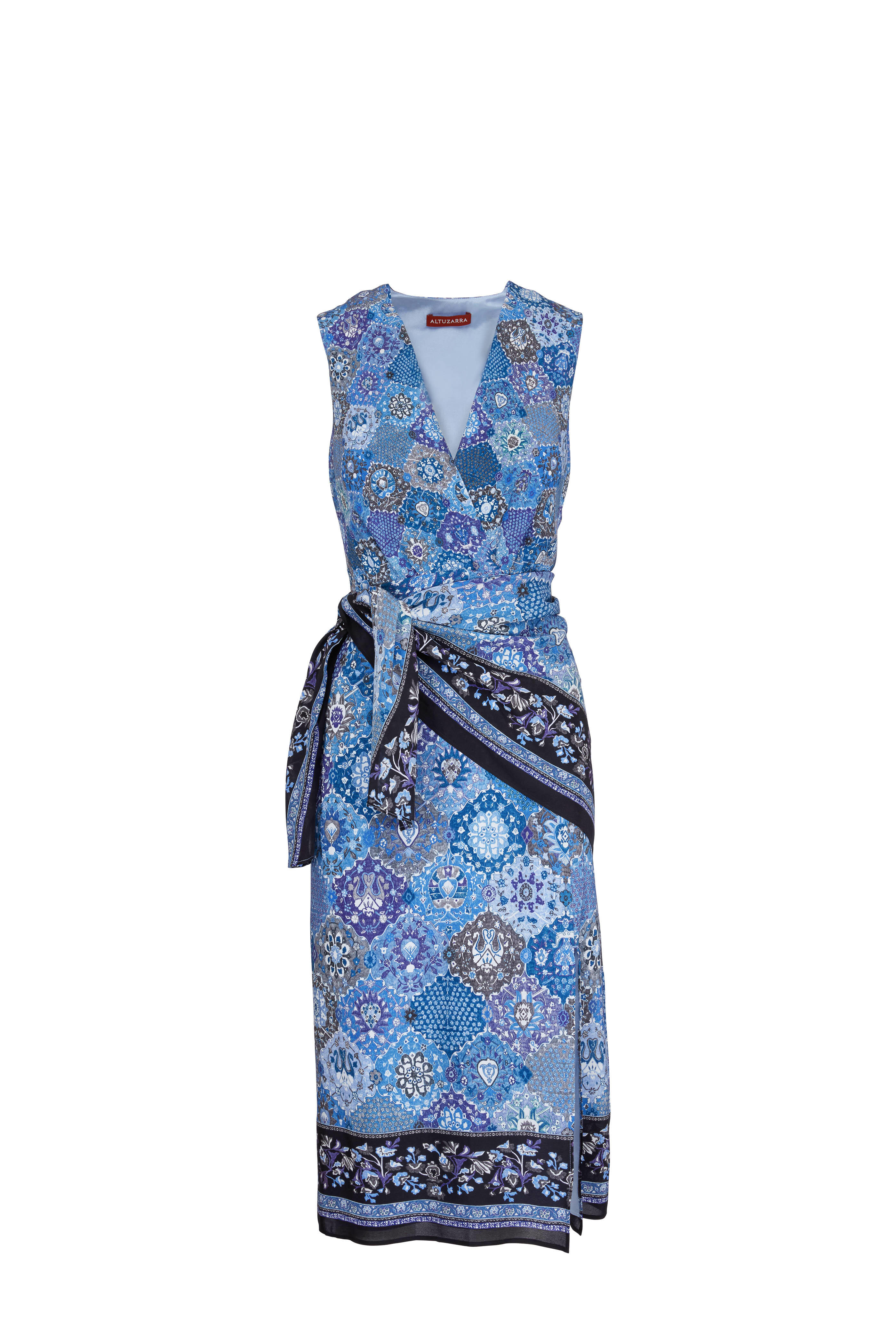 Altuzarra - Blue Silk Floral Wrap Waist Dress