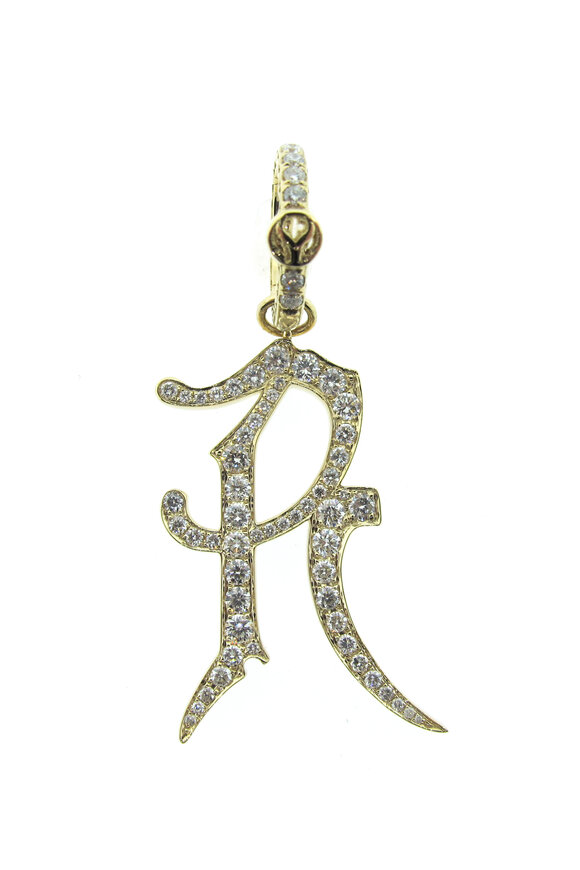 Loree Rodkin Gothic Initial Pave "R" Charm