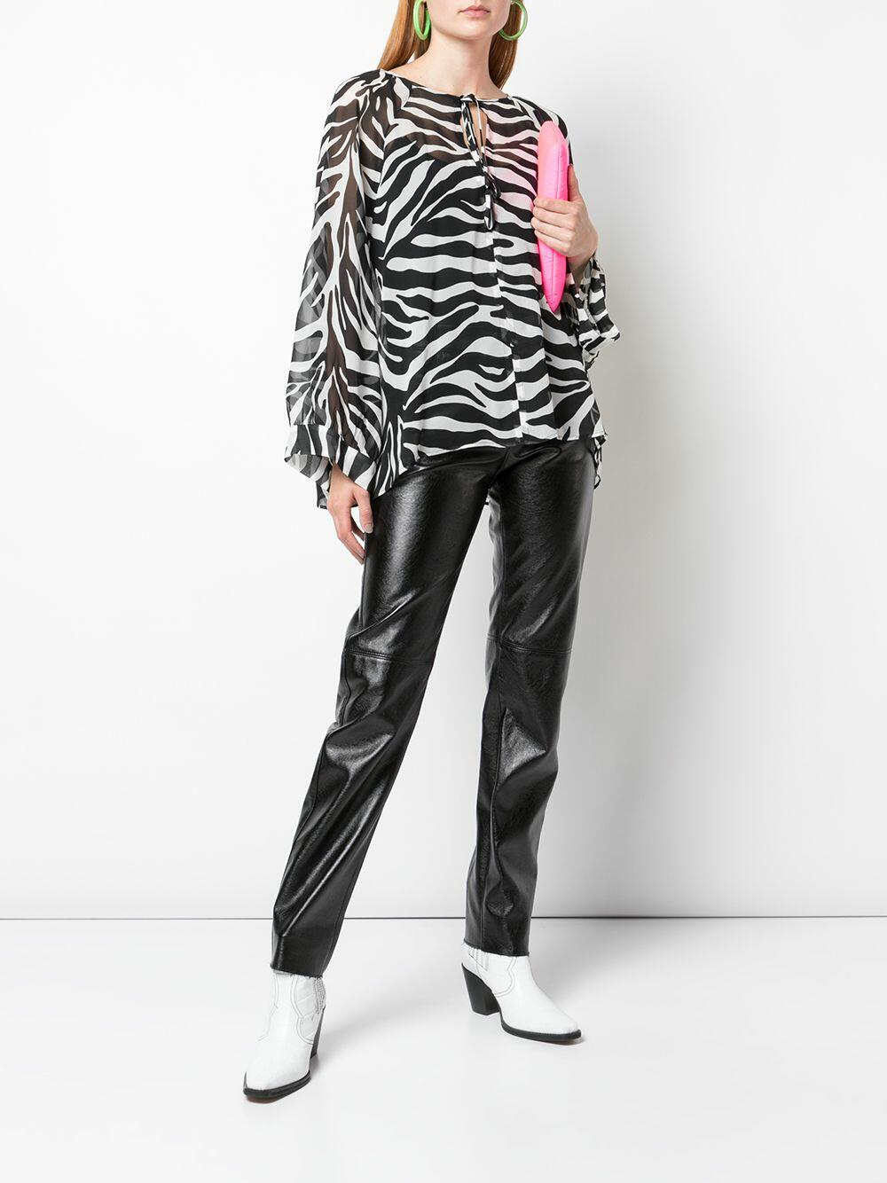 Nili Lotan - Acadia Ivory & Black Silk Tiger Blouse