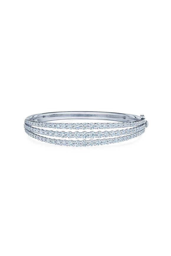 Kwiat 18k White Gold Lyric 3 Row Diamond Bangle