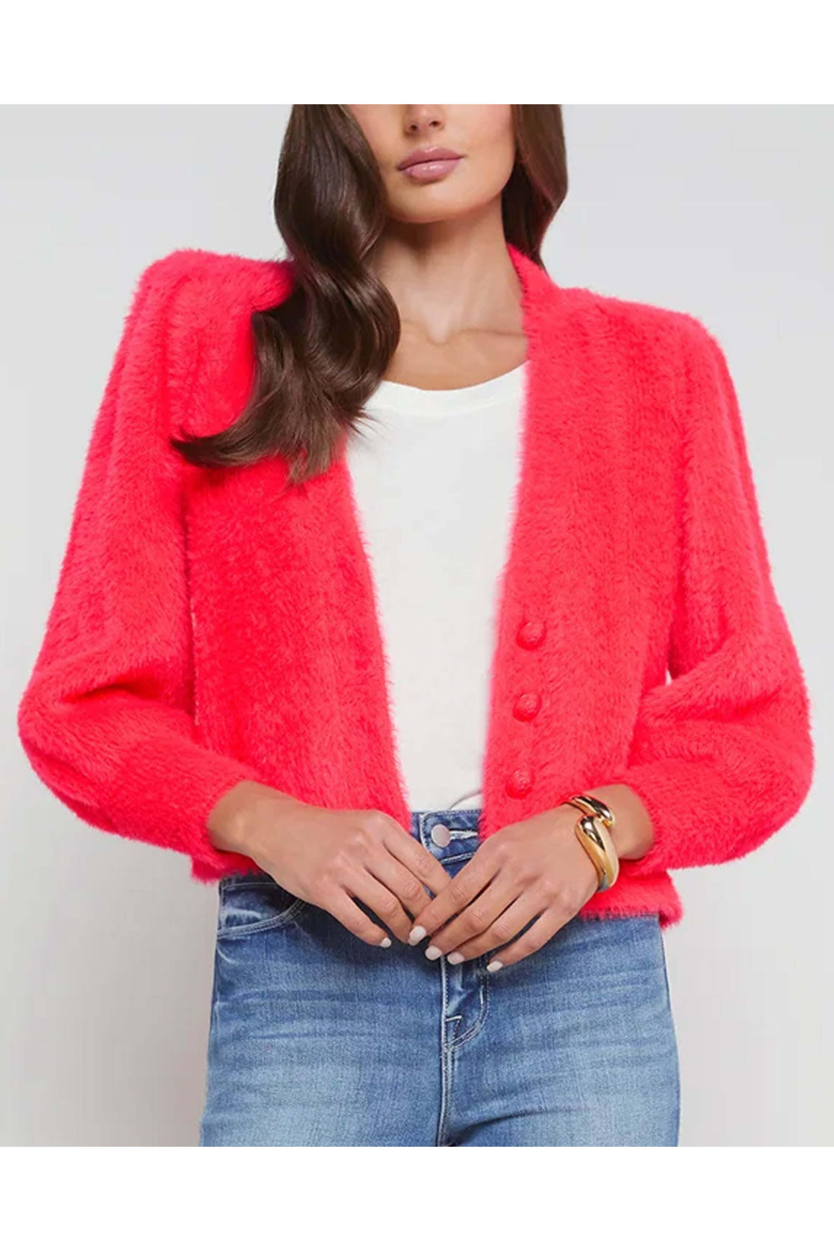 L'Agence - Neon Coral Talulla Cardigan