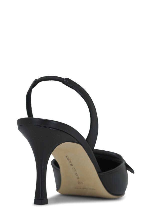 Manolo Blahnik - Maysli Black Leather Slingback, 70mm