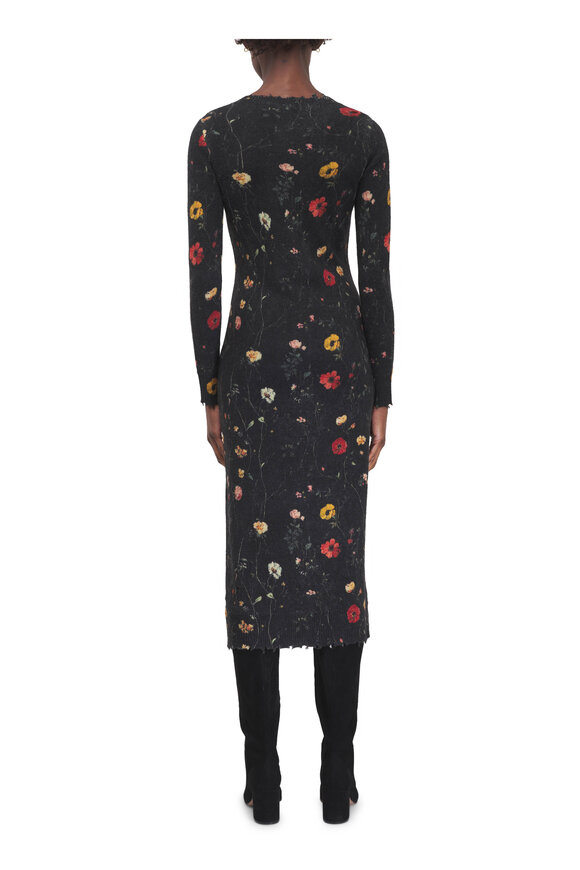 R13 Black Floral Print Wool Cardigan Dress - view 3