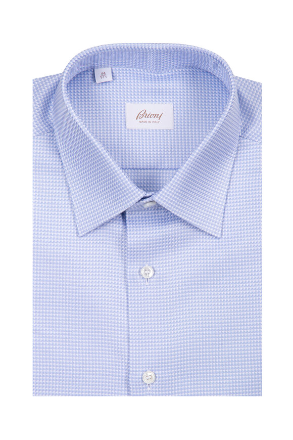 Brioni Blue Houndstooth Dress Shirt - view 1