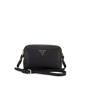 Prada Double Zip Camera Bag Vitello Daino Black 40066137