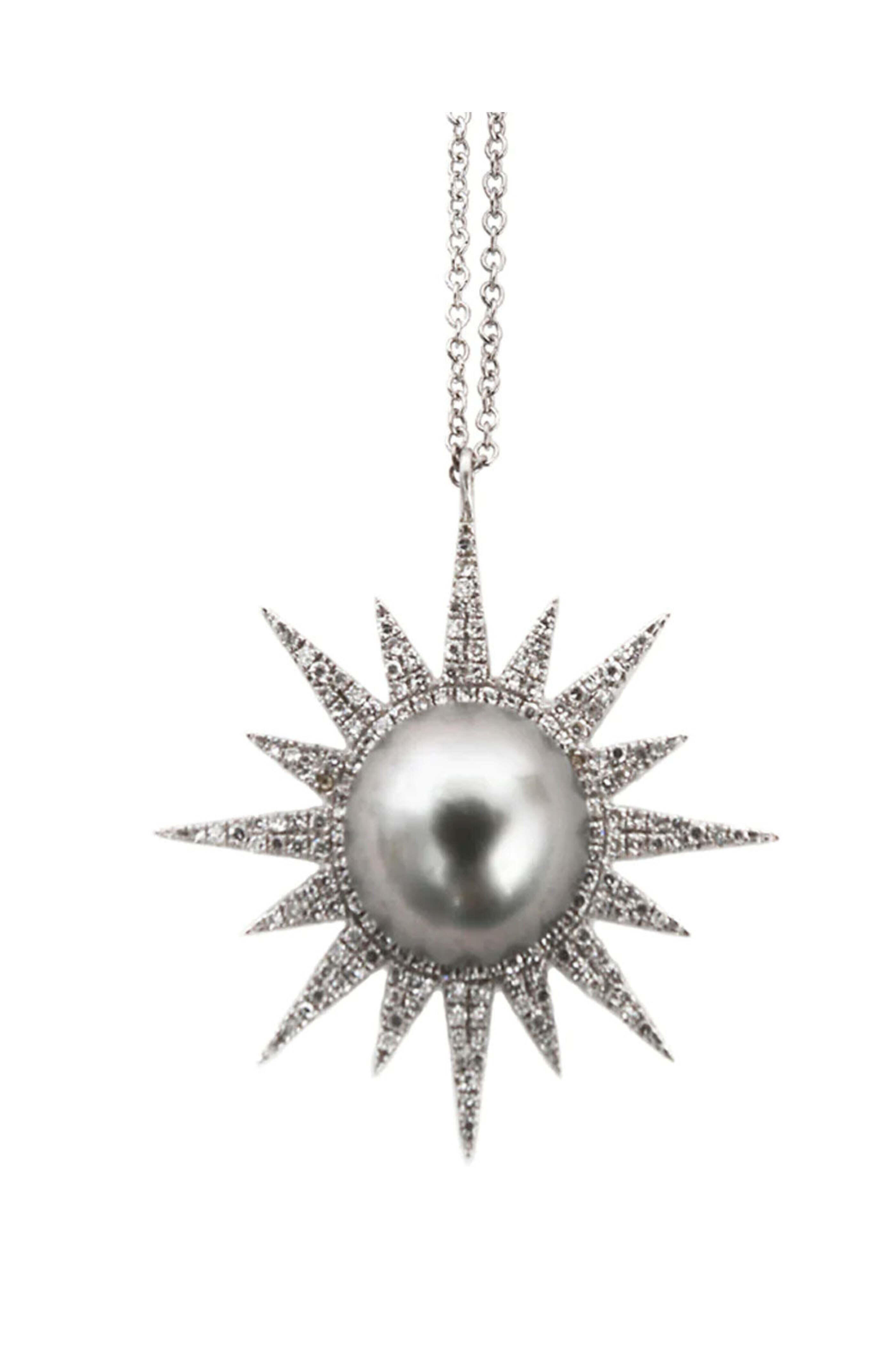 Samira 13 - Pearl and Diamond Sunburst Necklace