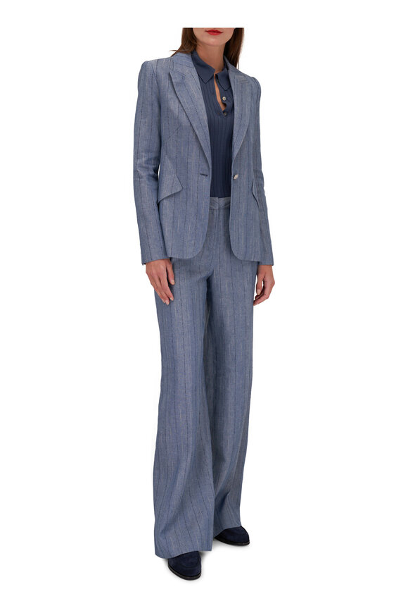 L'Agence - Chamberlain Slate Blue Pinstriped Blazer