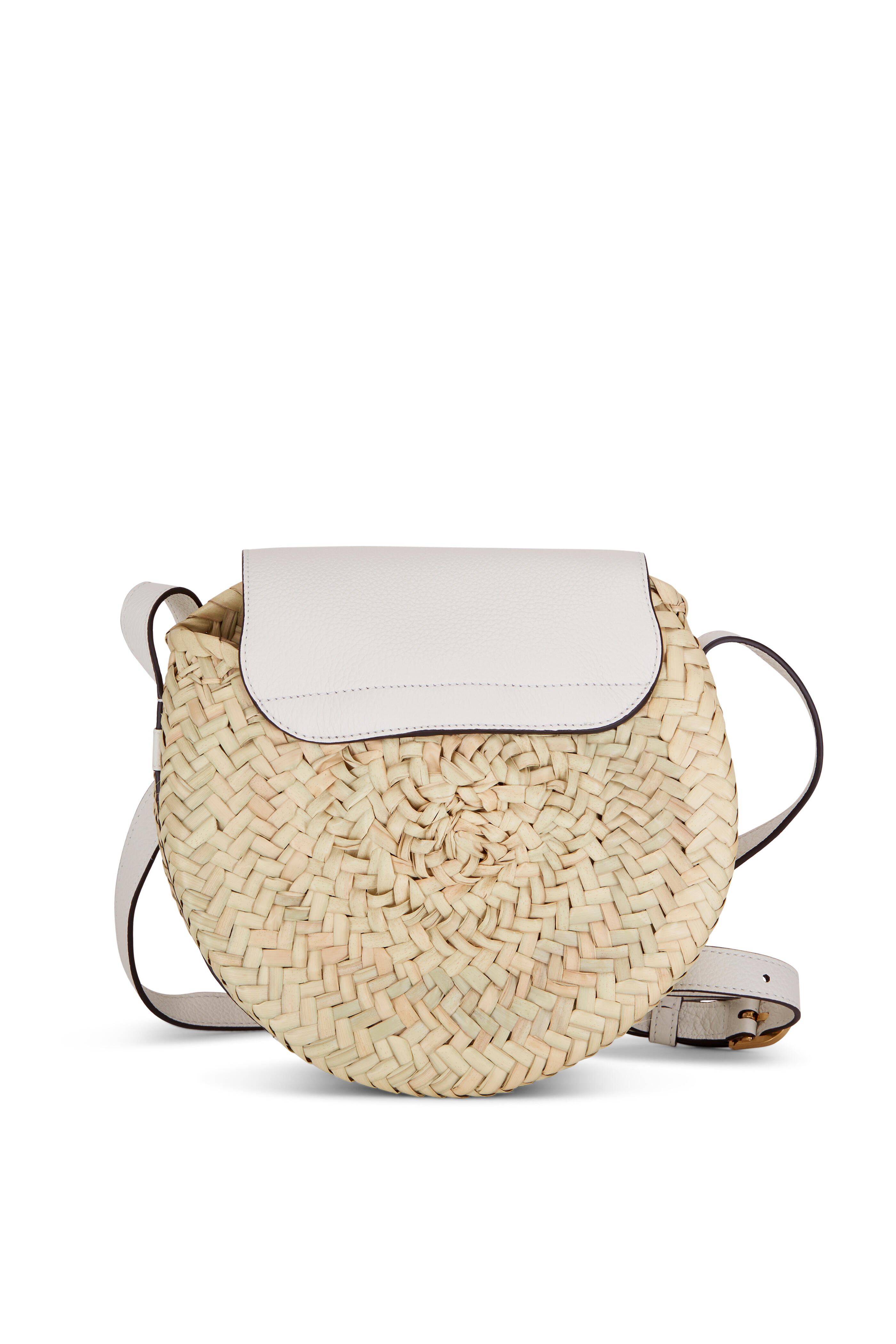 Chloã Women's Marcie White Leather & Raffia Crossbody Bag | by Mitchell Stores