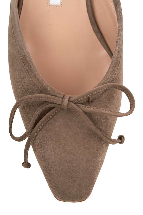 Manolo Blahnik - Ballerimu Light Brown Suede Flat Mule, 10mm