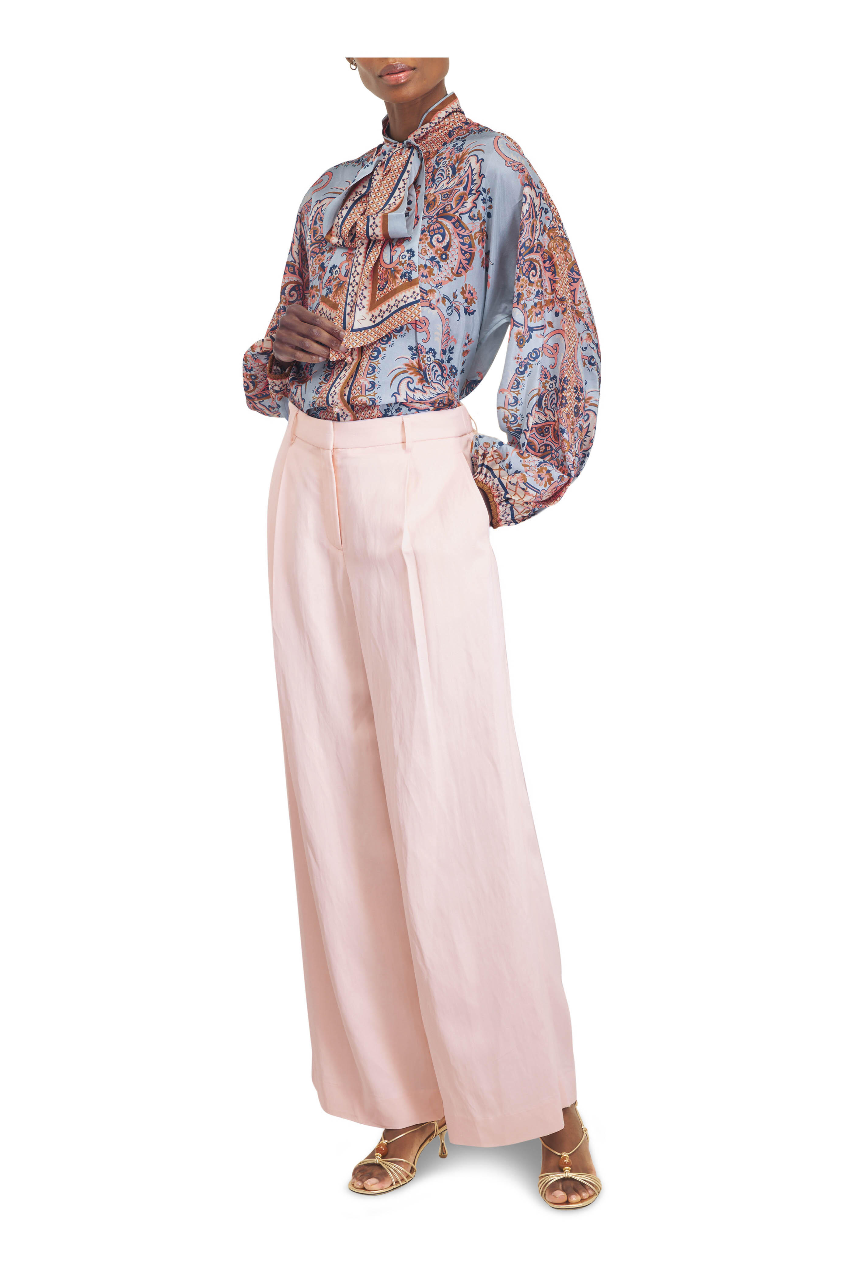 Zimmermann - Aster Paisley Print Tie Neck Blouse - view 5