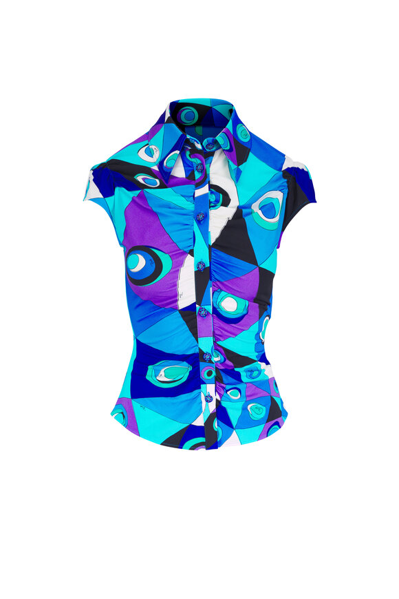 Pucci Multicolor Blue Occi Print Blouse - view 1