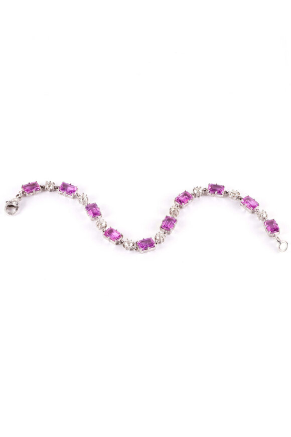 Sylva & Cie Pink Sapphire and Diamond Tennis Bracelet - view 1
