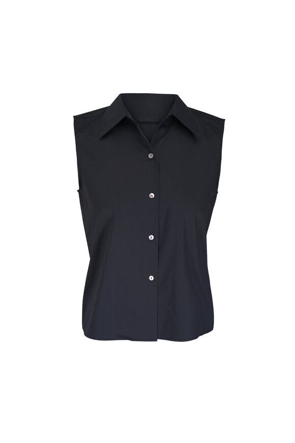 Vince Ink Cotton Relaxed Sleeveless Button Up Shirt - view 1