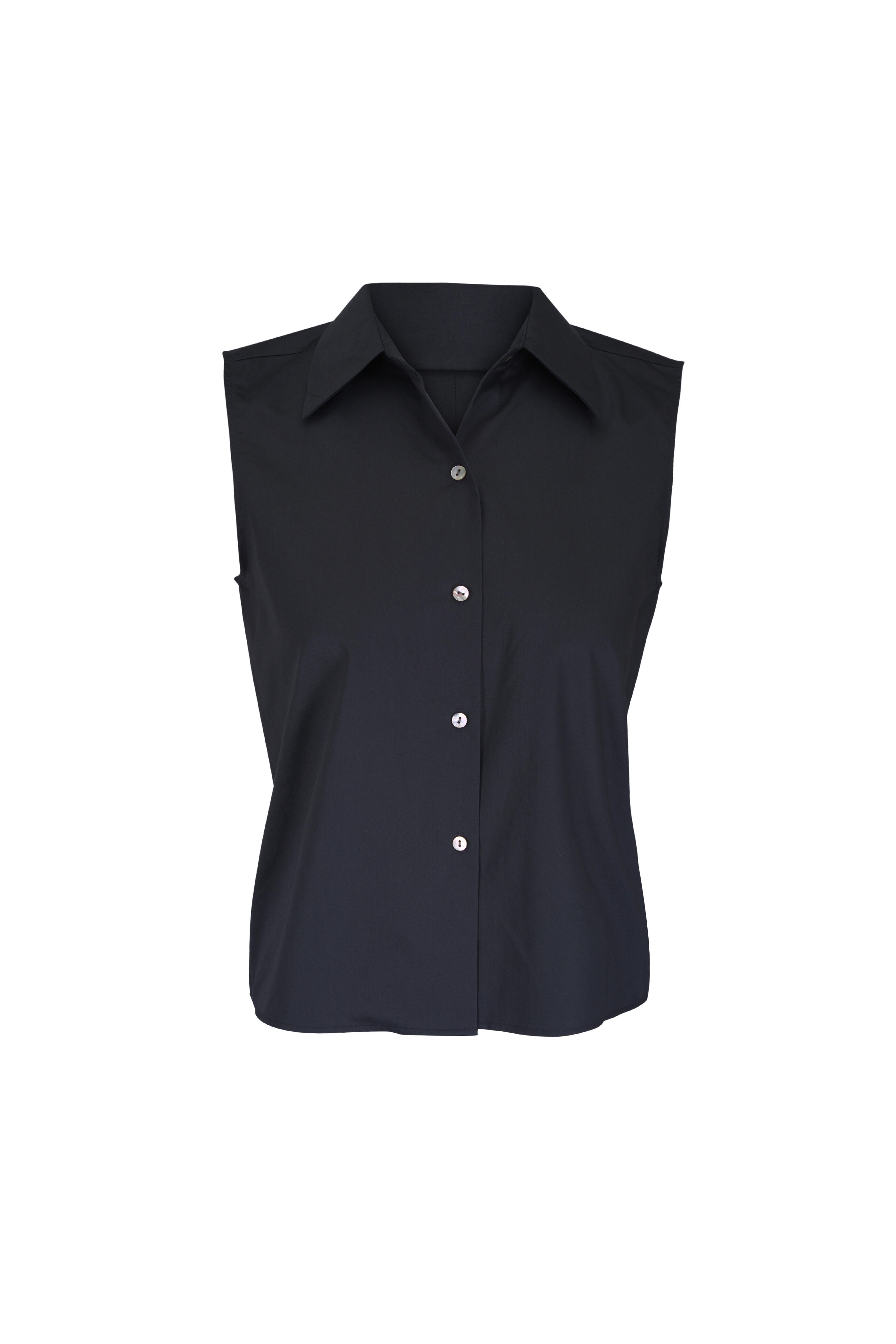 Vince - Ink Cotton Relaxed Sleeveless Button Up Shirt - view 1