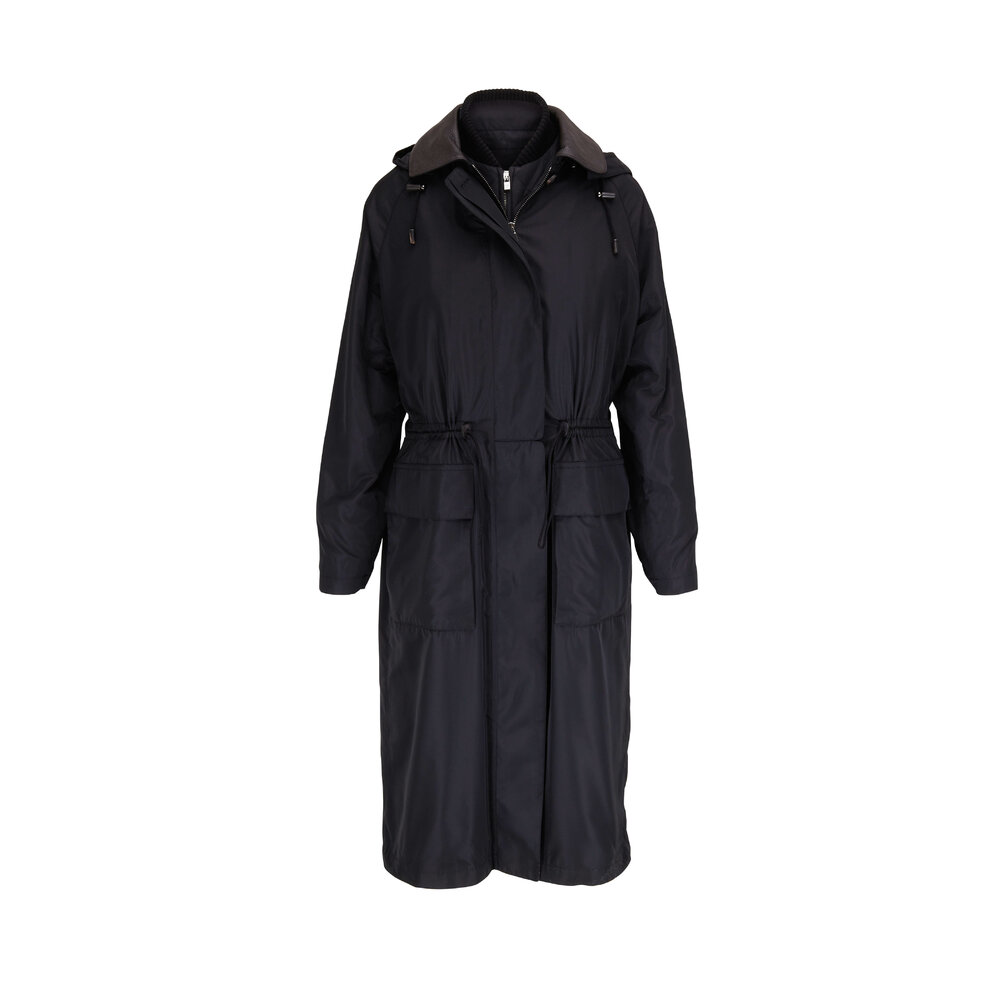Loro Piana - Horsey Black Long Raincoat | Mitchell Stores