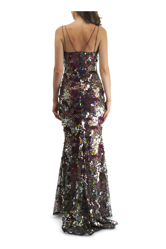 Talbot Runhof - Black Multicolor Sequins Gown