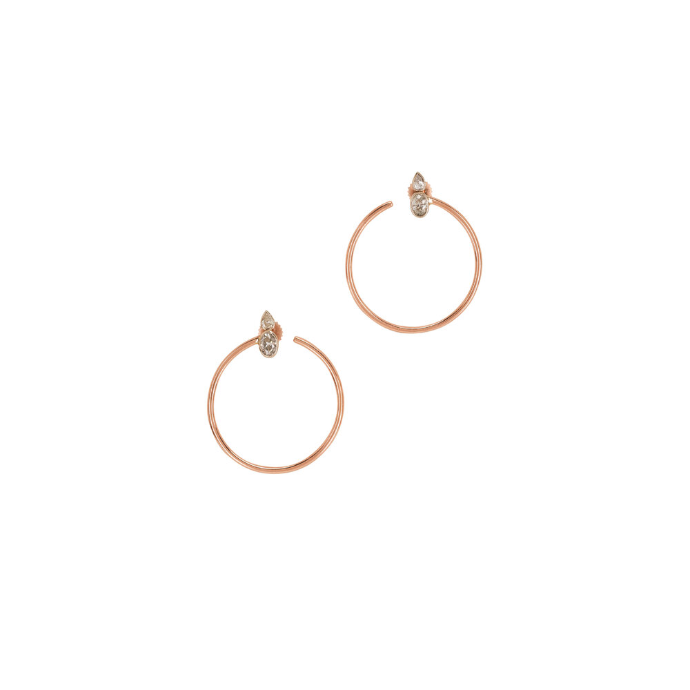 Genevieve Lau - Rose Gold Diamond Side Hoops | Mitchell Stores