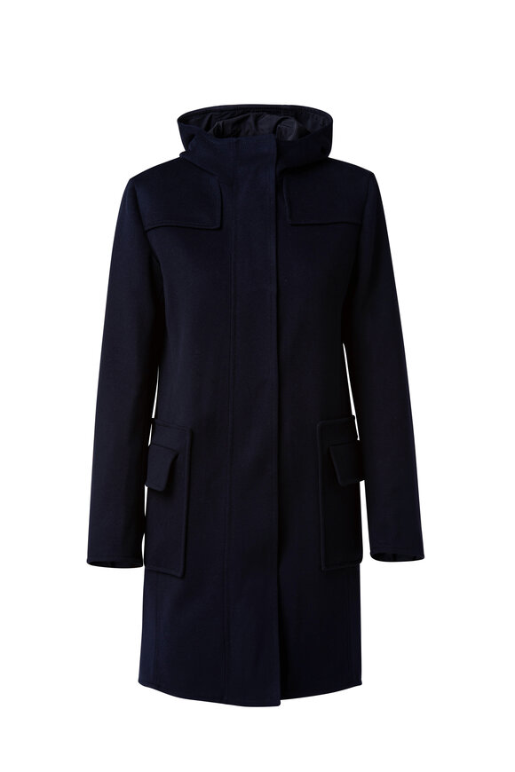 Akris Punto - Navy Wool Hooded Coat