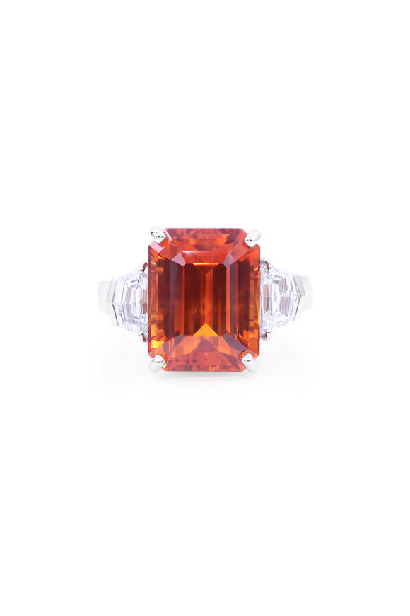 Oscar Heyman Platinum Ceylon Vivid Orange Sapphire Ring