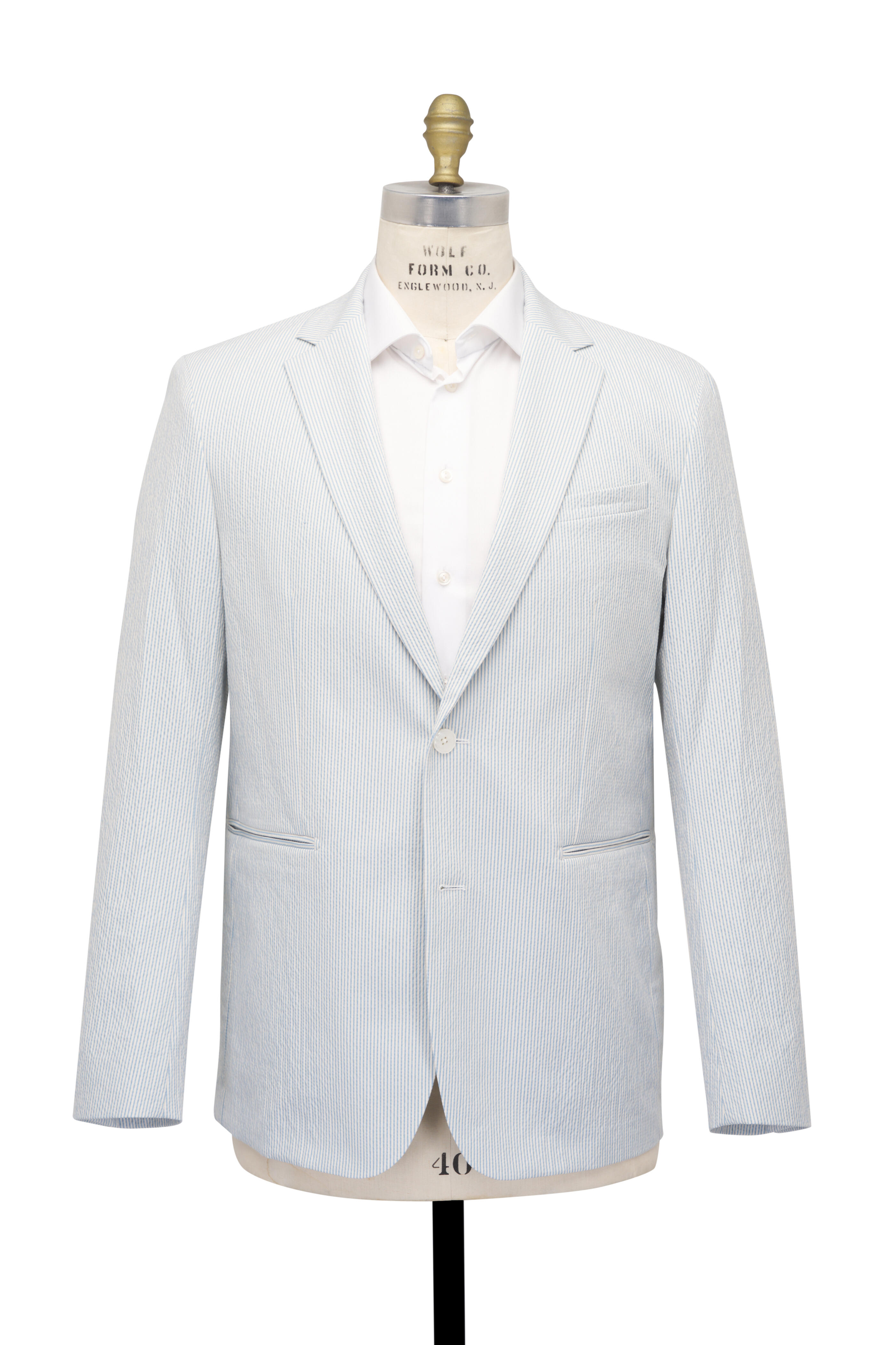 Orlebar Brown - Garret Blue & White Striped Seersucker Sportcoat