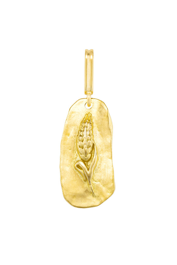 Mellerio 18k Yellow Gold Wheat Medallion Charm