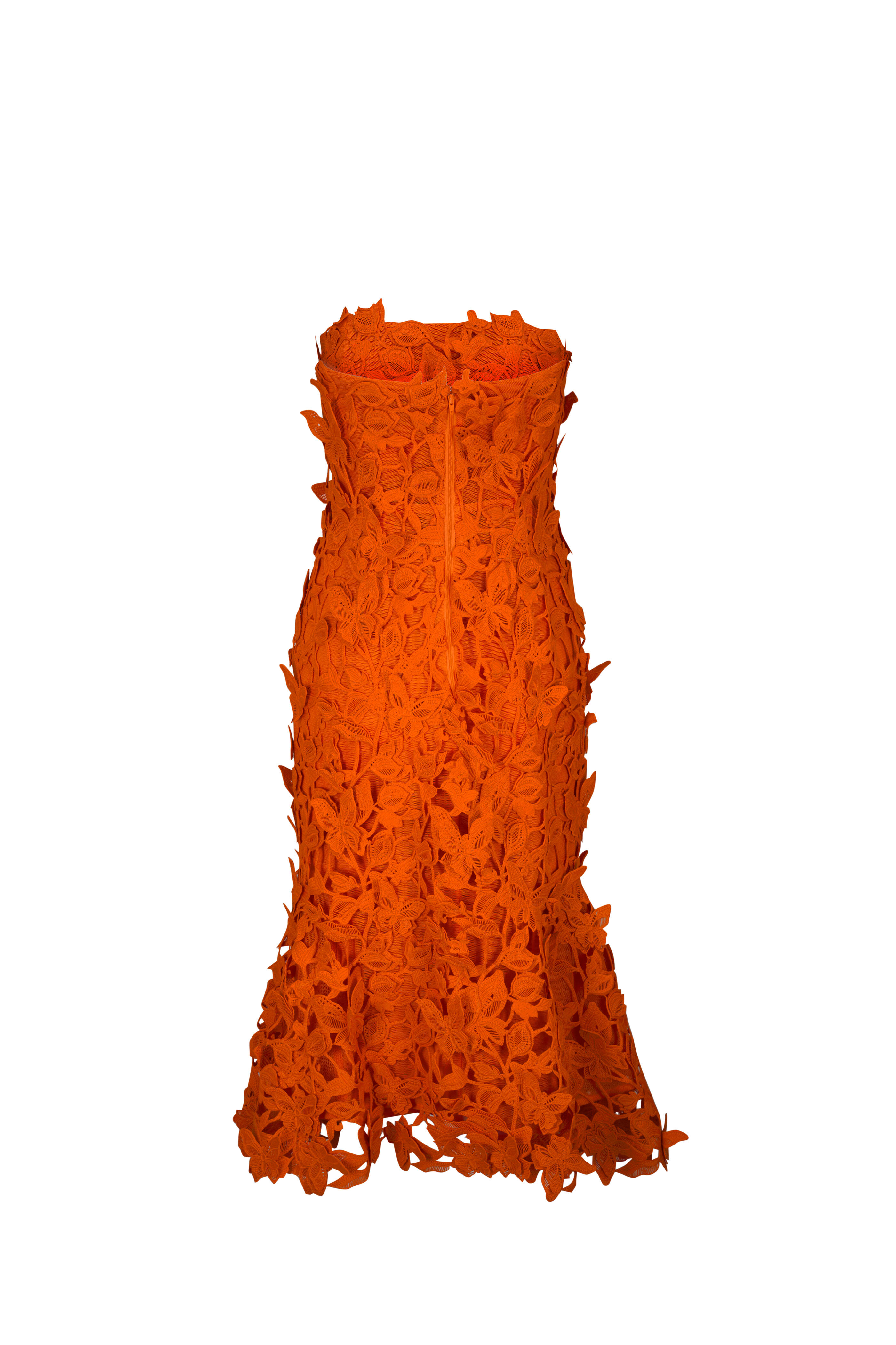 Simkhai - Fleurella Tangerine 3D Floral Applique Midi Dress