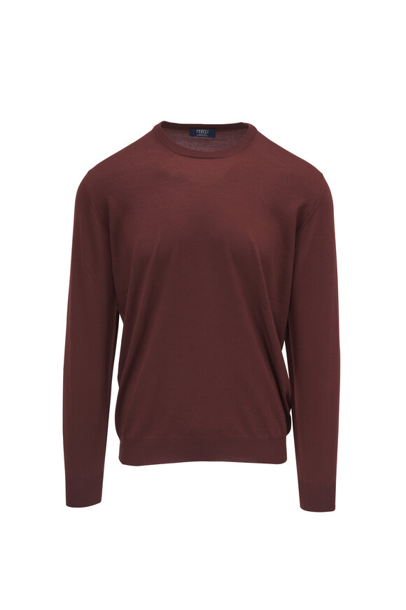 Fedeli Brick Superfine Wool Crewneck