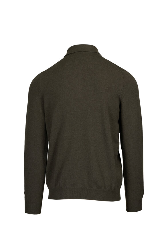 Fedeli Green Long Sleeve Cashmere Polo - view 2