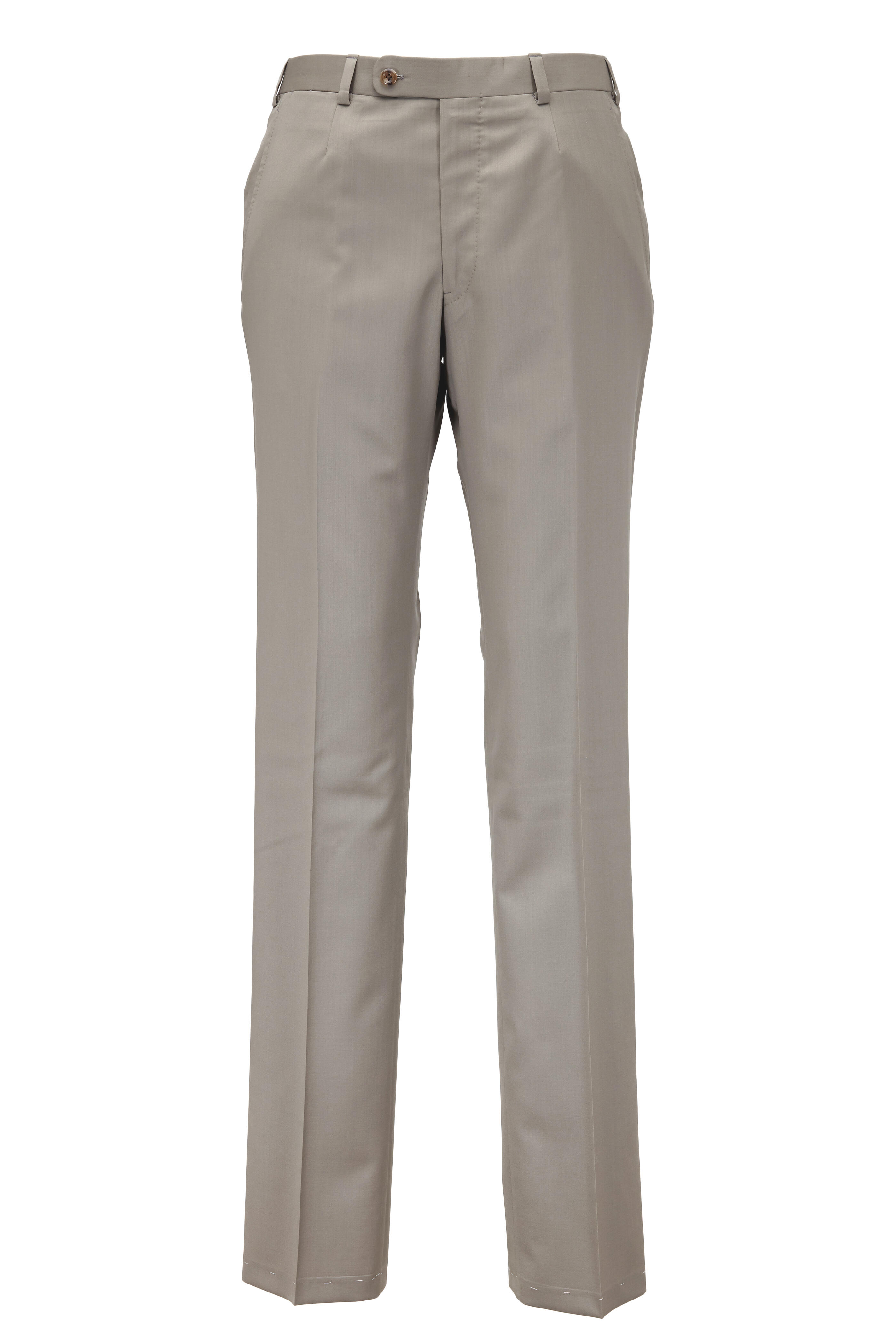 Oxxford Clothes - Monroe Taupe Wool Dress Pant