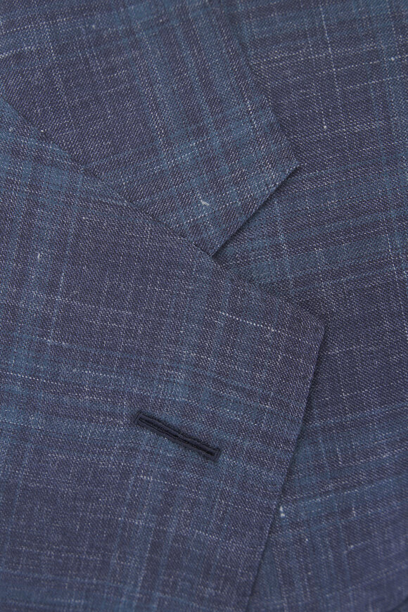 Zegna Blue Check Wool, Silk, Cashmere & Linen Sport Coat - view 3