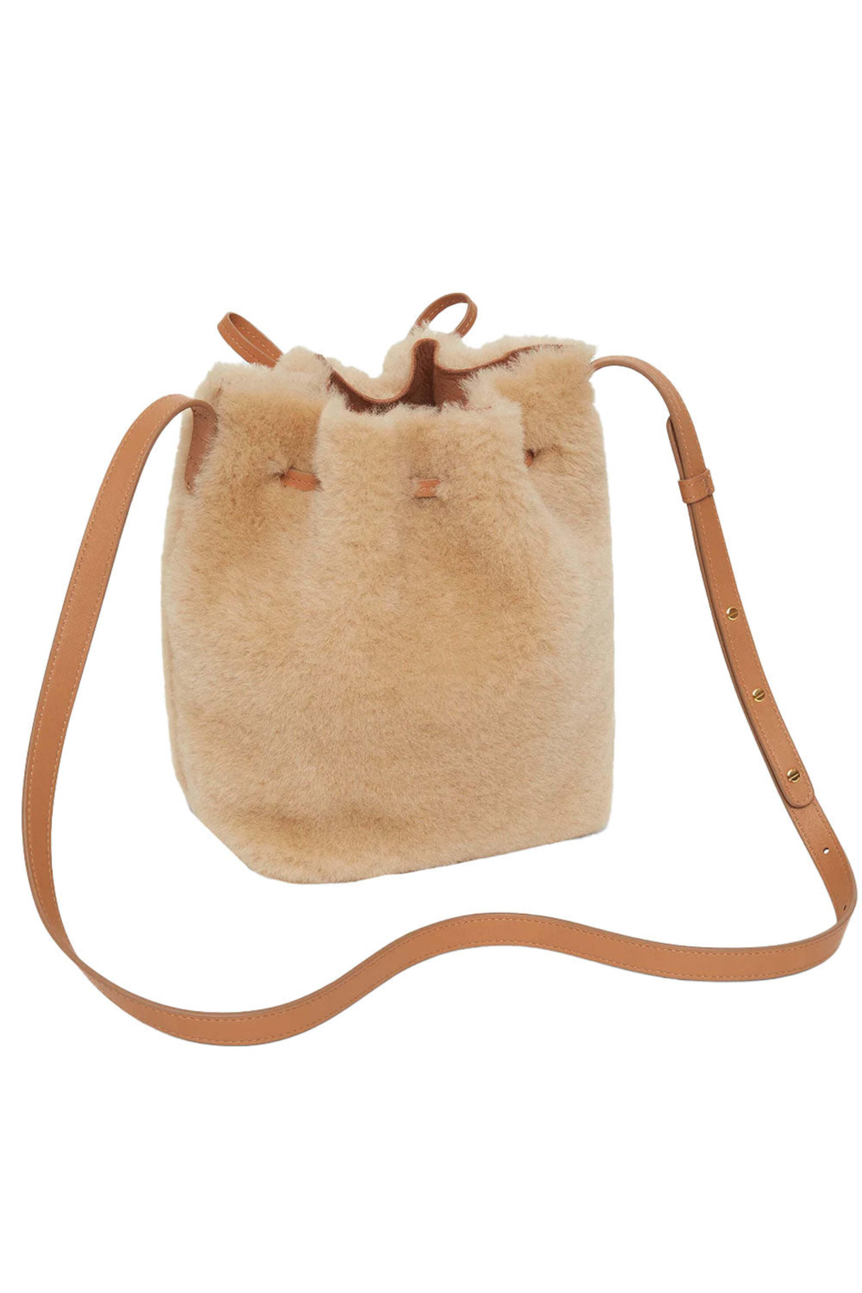 Mansur Gavriel - Mini Bucket Bag in Caramel Natural Shearling