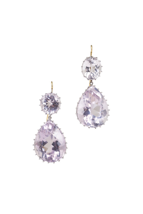 Renee Lewis 18k White Gold Kunzite & Morganite Earring - view 2