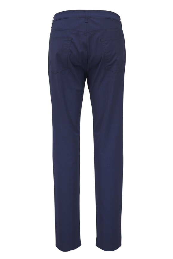 Maurizio Baldassari Navy Wool Five Pocket Pant - view 2