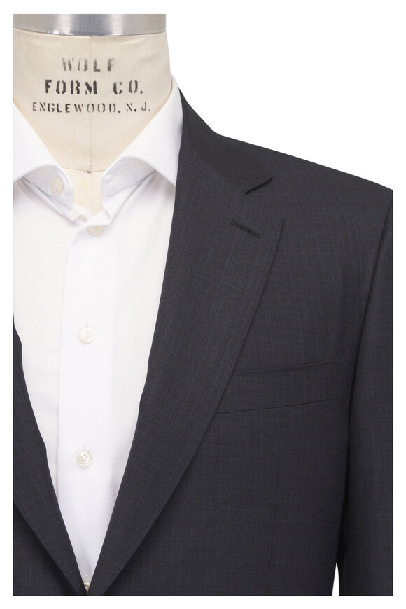 Canali Gray Tonal Plaid Wool Suit