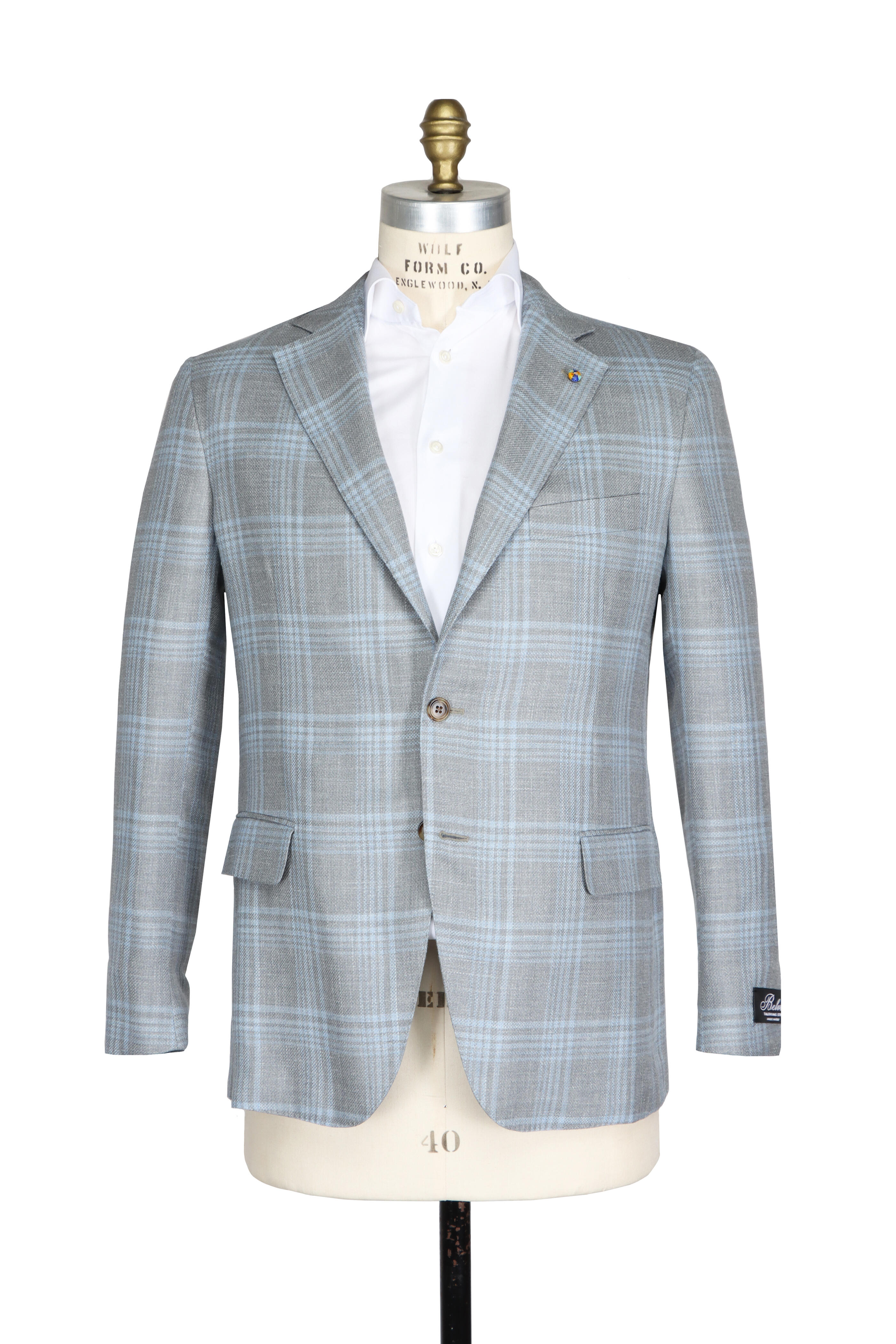 Belvest - Grey & Light Blue Plaid Sportcoat
