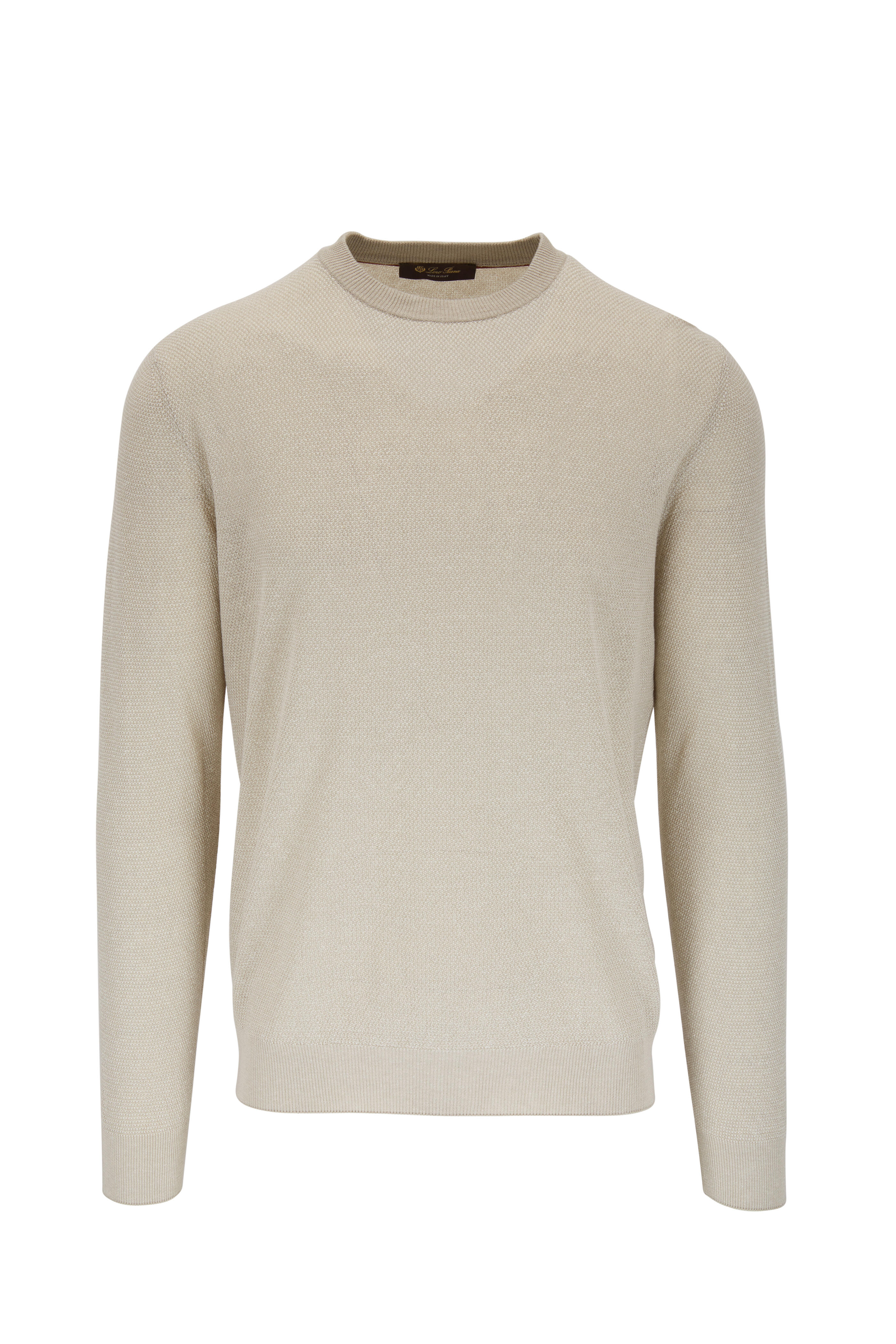 Loro Piana - Beige Silk & Linen Textured Knit Crewneck Sweater
