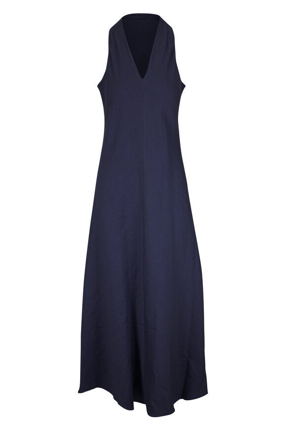 Peter Cohen Vest Navy Stretch Linen Viscose Tank Dress