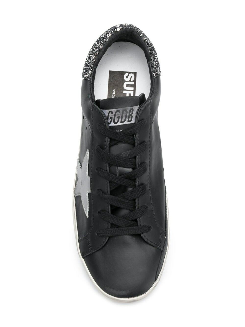 Golden Goose - Superstar Black Leather Silver Glitter Sneaker
