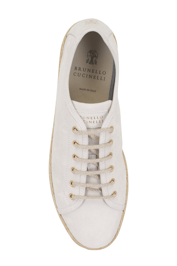 Brunello Cucinelli White Espadrille Suede Low Top Sneaker - view 4