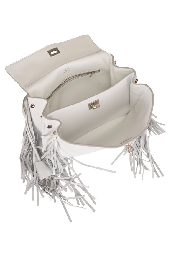 Balenciaga Small Rodeo White Leather Fringe Top Handle Bag - view 6