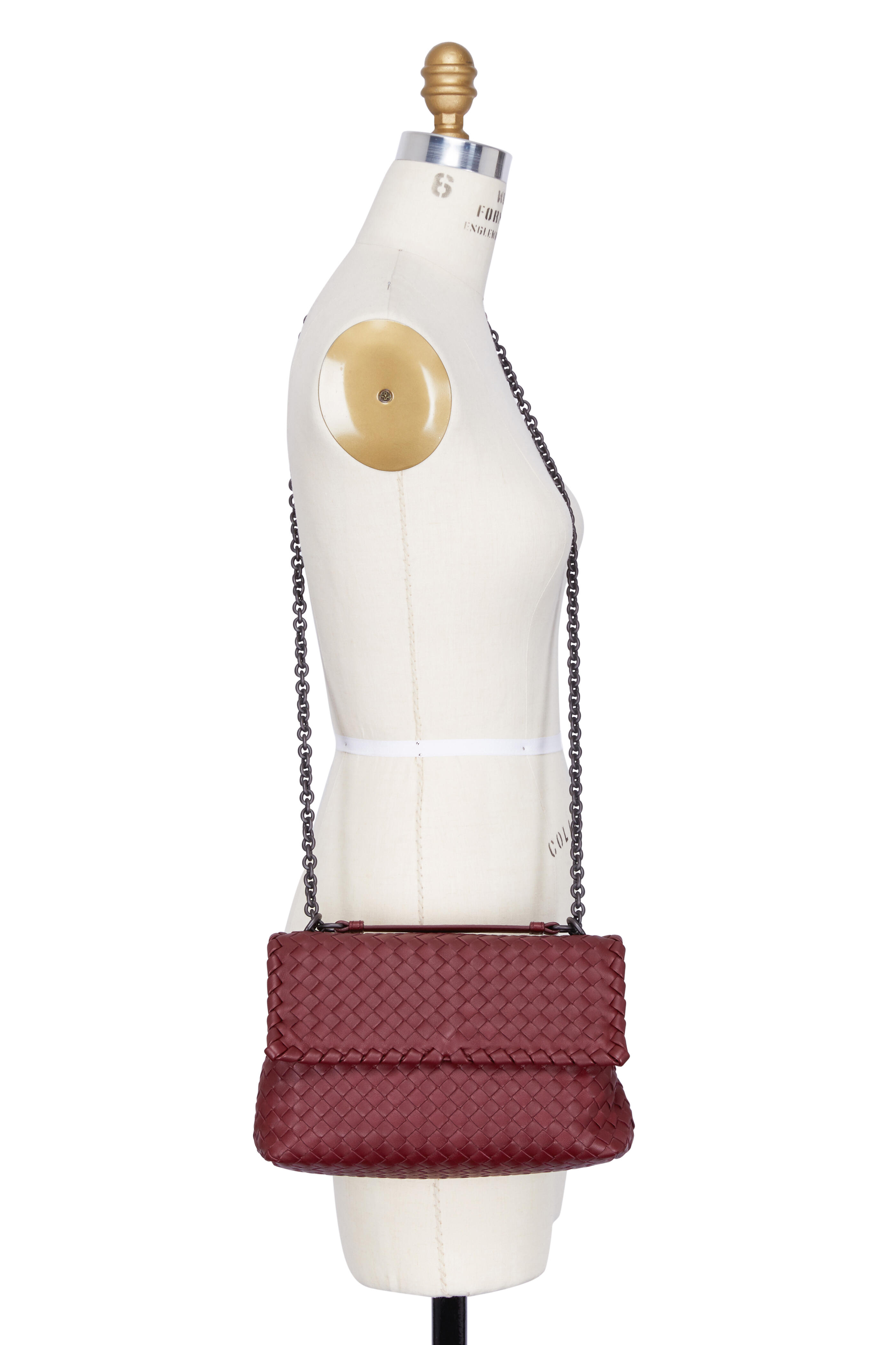 Bottega Veneta Burgundy Intrecciato Leather Olimpia Shoulder Bag